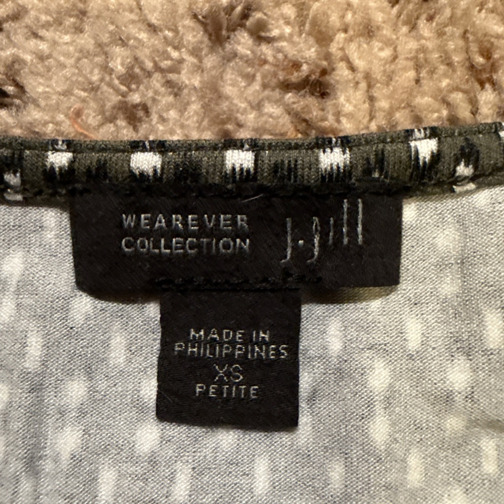 Women's J.Jill Petite Tunic Top XSP Green White Patterned - Picture 3 of 7